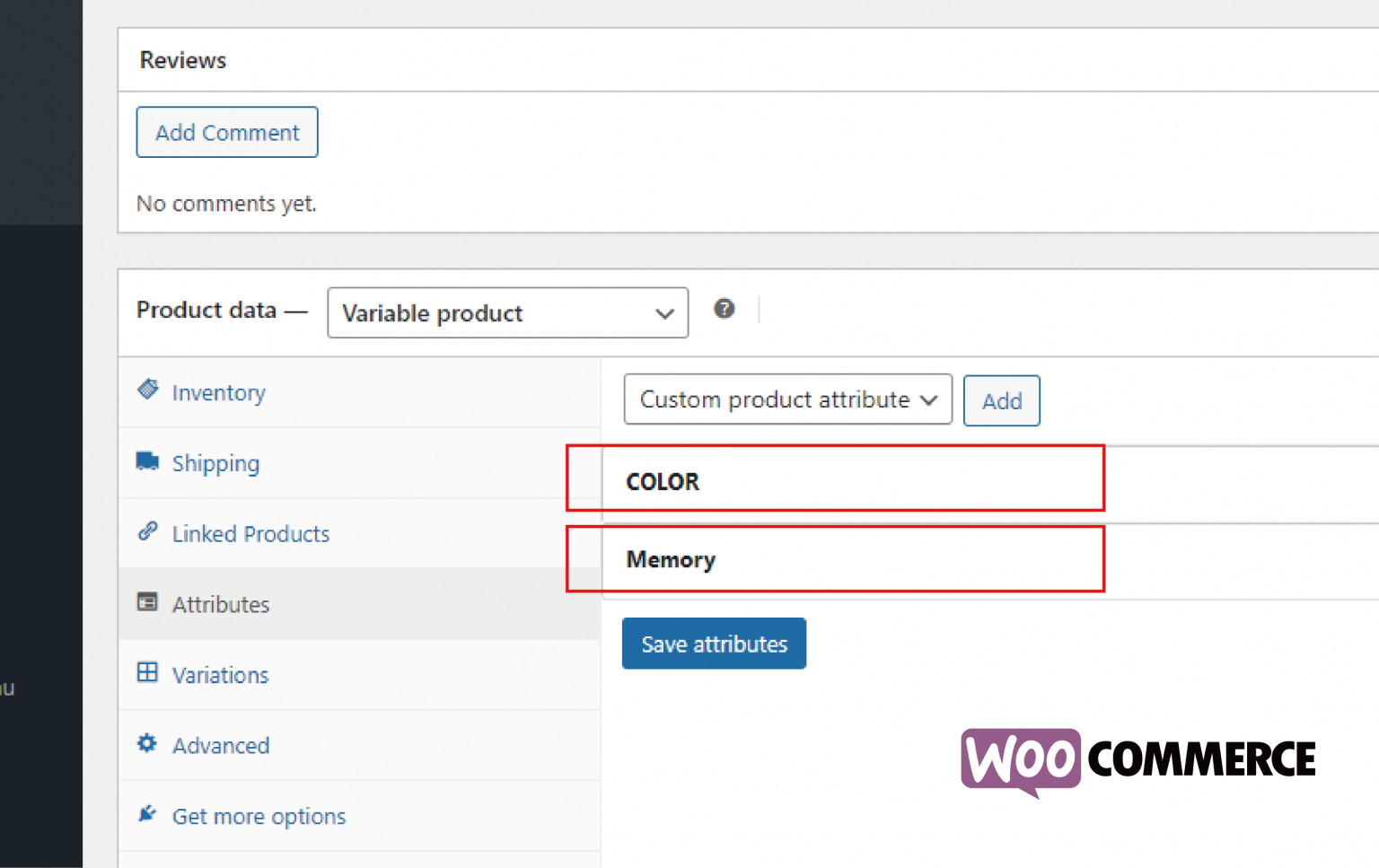 網店attributes_WooCommerce